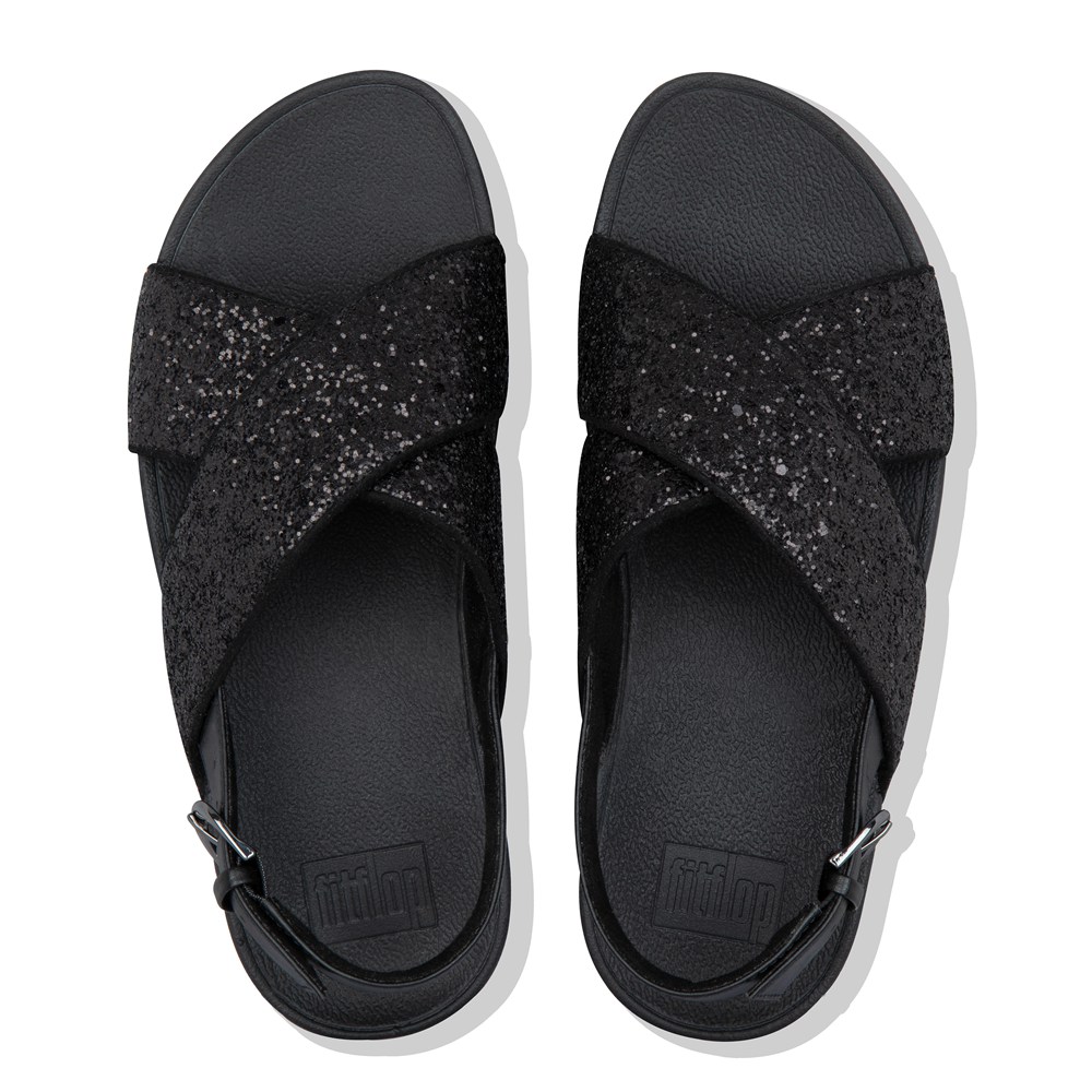 Fitflop Womens Sandals Black - Lulu Glitter Back-strap - 84BSCMNVR